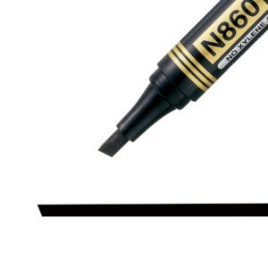 Pentel Permanent Marker Chisel Point Black, Box of 12